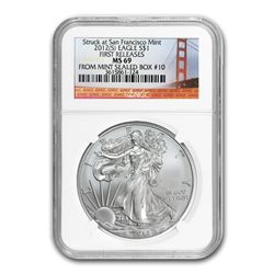 2012 (W) Silver Eagle (NGC MS-69) West Pt. Label Box #