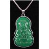 Image 1 : NATURAL 40.92CTW JADE BUDDHA SILVER PLATED PENDANT
