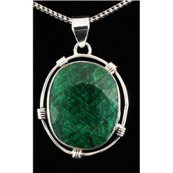 NATURAL EMERALD BERYL 58.30CTW SILVER PENDANT