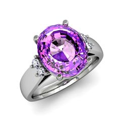 Amethyst 4.50 ctw & Diamond Ring 14kt White Gold