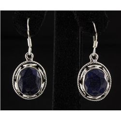 SAPPHIRE CORRUNDUM 40.28CTW SILVER HOOK EARRING