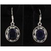 Image 1 : SAPPHIRE CORRUNDUM 40.28CTW SILVER HOOK EARRING