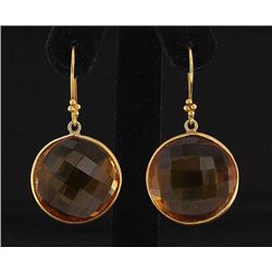 Natural Citrine 57.95ctw Gold Plated Brass Earring