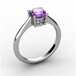 Amethyst 0.70 ctw Ring 14kt White Gold