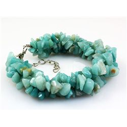 239.01CTW 7in. OCEAN BLUE CHIPPED STONE BRACELET METAL