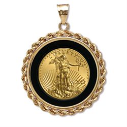 2012 1/2 oz Gold Eagle Pendant (Onyx Rope Bezel) 14KT