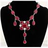 Image 1 : RUBY CORRUNDUM 79.98GRAMS SILVER STATEMENT NECKLACE