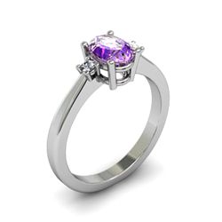 Amethyst 0.85 ctw Diamond Ring 14kt White Gold