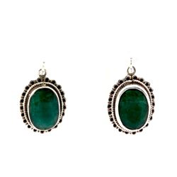 55.5ctw Flower Desing Emerald Silver Earring