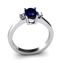 Sapphire 1.08 ctw Diamond Ring 14kt White Gold