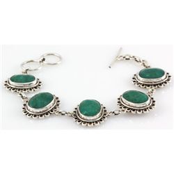 169ctw Toggle Clasp Silver Emerald Bracelet