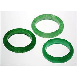 Natural Simple Green Jade 38.75ctw Band Ring Lot of 3