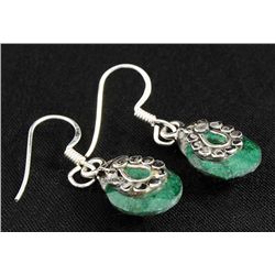 EMERALD BERYL 23.76CTW SILVER HOOK EARRING