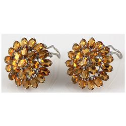 Citrine 40.80 ctw Flower Design Earring 0.925 Silver