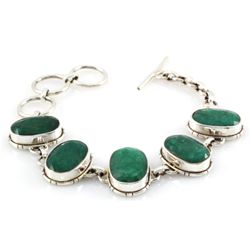 130.5ctw Unique Silver Emerald Bracelet