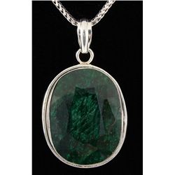 EMERALD BERYL 59.50CTW STERLING SILVER PENDANT