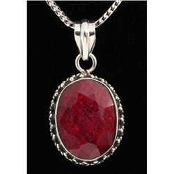 RUBY CORRUNDUM 33.36CTW STERLING SILVER PENDANT