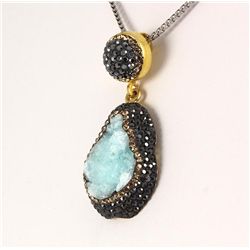 Raw Druzy Natural Stone Druse Victorian Look Pendant