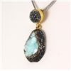 Image 1 : Raw Druzy Natural Stone Druse Victorian Look Pendant