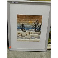 FRAMED PICTURE - NEEDLE POINT - SUNSET