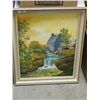 Image 1 : FRAMED PICTURE - OIL ON BOARD - WATER WHEEL