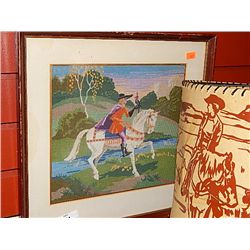 FRAMED PICTURE - PETTI POINT - MAN ON HORSE