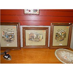 FRAMED PICTURES - BY- PAUL PORTER PEACE & PLENTY  & THE SPINING WHEEL & AFTER THE HUNT = 3 TOTAL