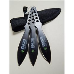 KNIFE - BIOHAZARD THROWING KNIVES - 4 PC SET (3 KNIVES & 1 SHEATH) - A54357