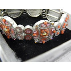 LADIES SILVER & PINK BRACLET