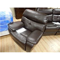 LEATHER ROCKER / RECLINING CHAIR - BROWN - NEW