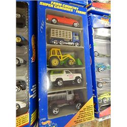 NEW HOT WHEELS - SOME PACKAGES DAMAGED SOME MINT - PACK SET OF 5 CARS - 1 BOX PER LOT