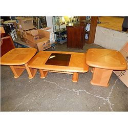 OAK COFFEE TABLE & 2 END TABLES