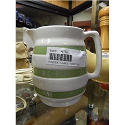 PITCHER - LARGE - STRIPPED - GREEN & WHITE