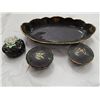 Image 1 : PORCELEIN - BLACK DANCER, TRAY & 3 SMALL LIDDED CONTAINERS