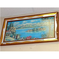 RETRO FRAMED LANDSCAPE PICTURE - GLASS & MIRROR FRAMED