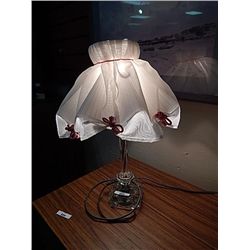 VINTAGE BED SIDE LAMP WITH WHITE SHEAR SHADE-TALL