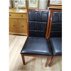 CHERRY WOOD FRAMED LEATHER DINING CHAIR - NEW 2 X BID