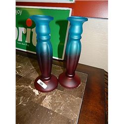 TAPER CANDLE HOLDERS - ART GLASS - 2 PER LOT