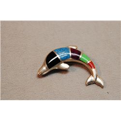 Sterling Silver Dolphin Brooch, 15.5 Grams