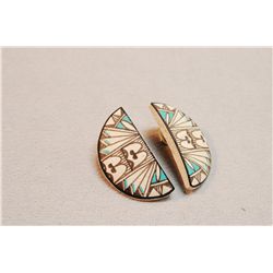 Vintage Signed Hand Made Indian Pottery Earrings