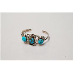 Old Navajo Sterling Silver And Turquoise Bracelet