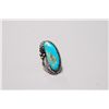 Image 1 : Large Old Navajo Sterling Silver And Turquoise Signed Ring