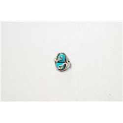 Rare Vintage Sterling Silver And Turquoise Snake Ring, Signed Effie