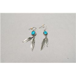Sterling Silver Turquoise Feather Earrings