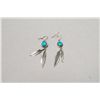 Image 1 : Sterling Silver Turquoise Feather Earrings