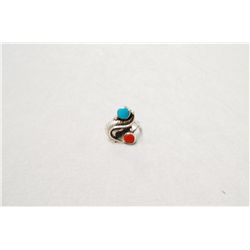 Sterling Silver Turquoise Coral Ring
