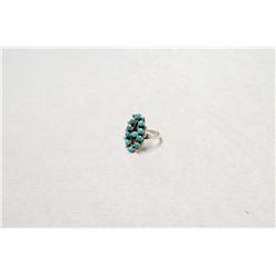 Sterling Silver And Turquoise Petite Point Ring