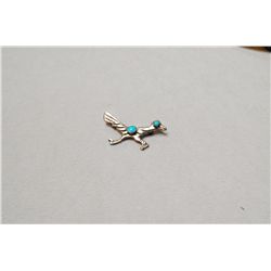 Sterling Silver Turquoise Roadrunner Brooch