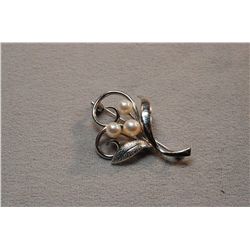 Sterling Silver And Pearl Brooch