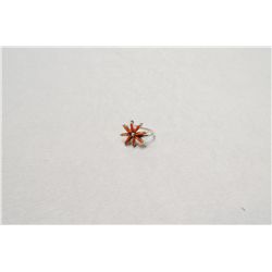 Sterling Silver With Coral Petite Point Ring